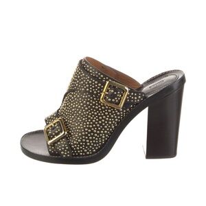 CHLOE Black and Gold Studded Slides Size 7.5